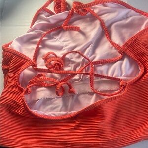 Nani Swimwear ribbed bikini crop top strappy shelf bra Coral M